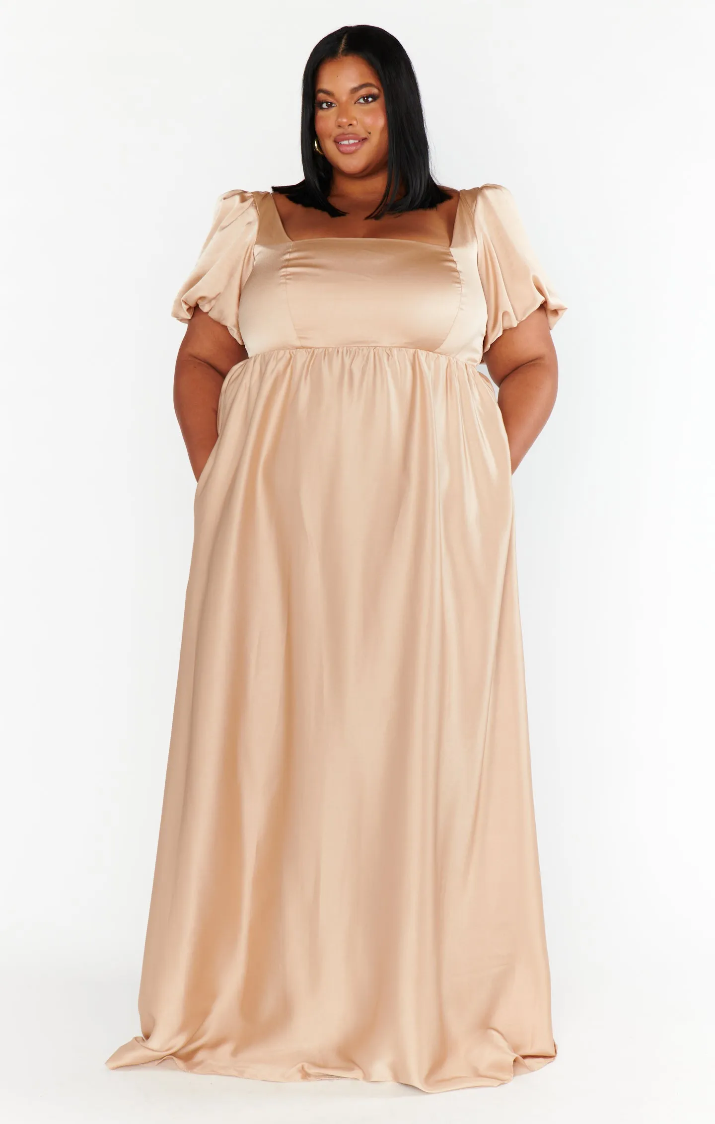 Nora Maxi Dress ~ Champagne Luxe Satin