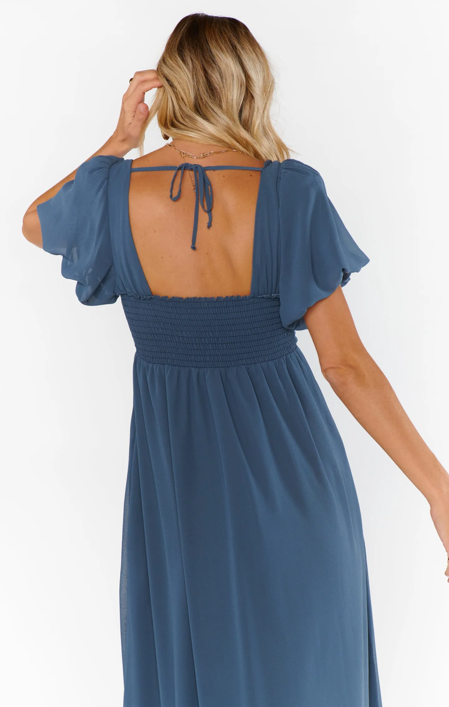 Nora Maxi Dress ~ Slate Blue Chiffon