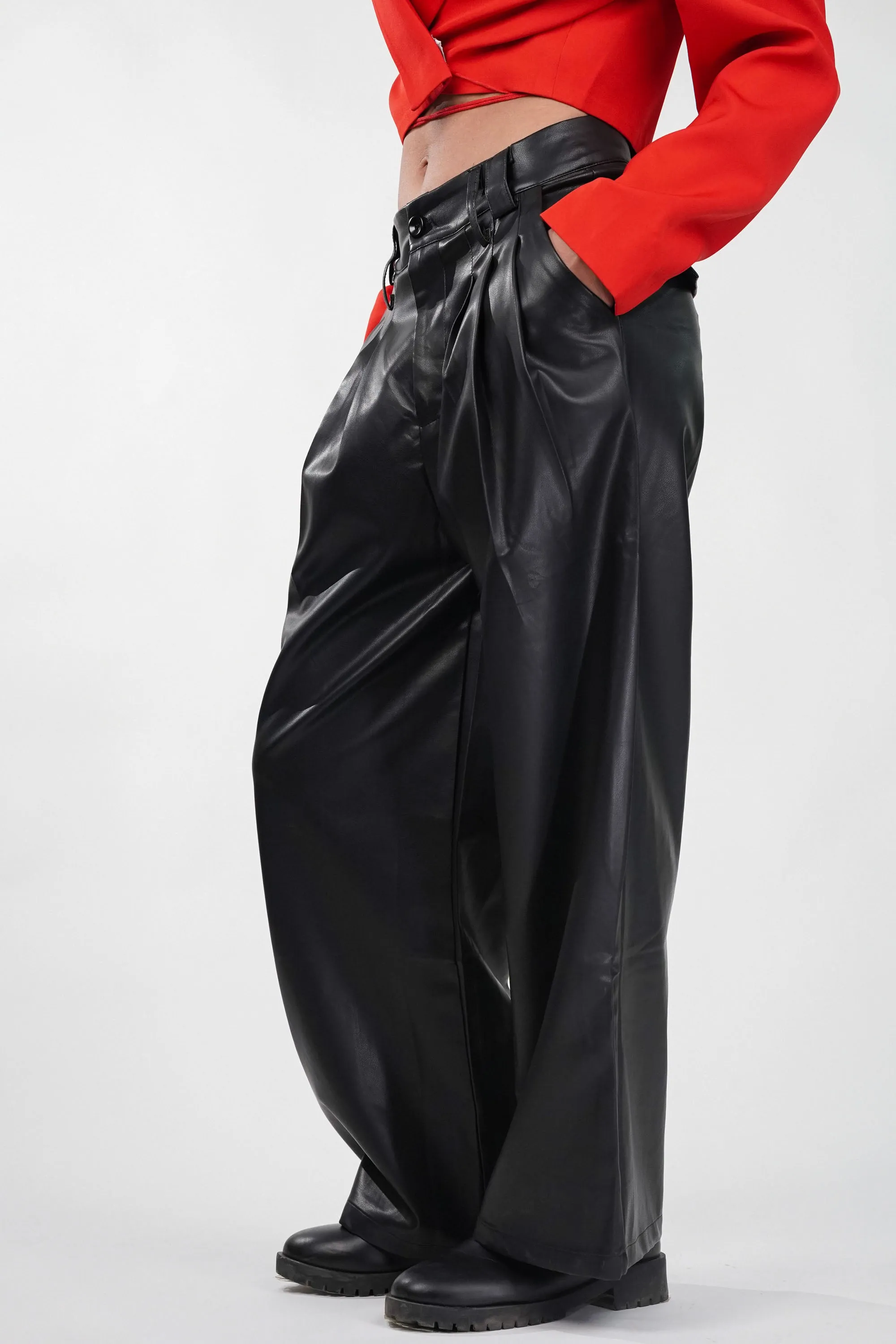 Obsidian Leather High-Waist Pants