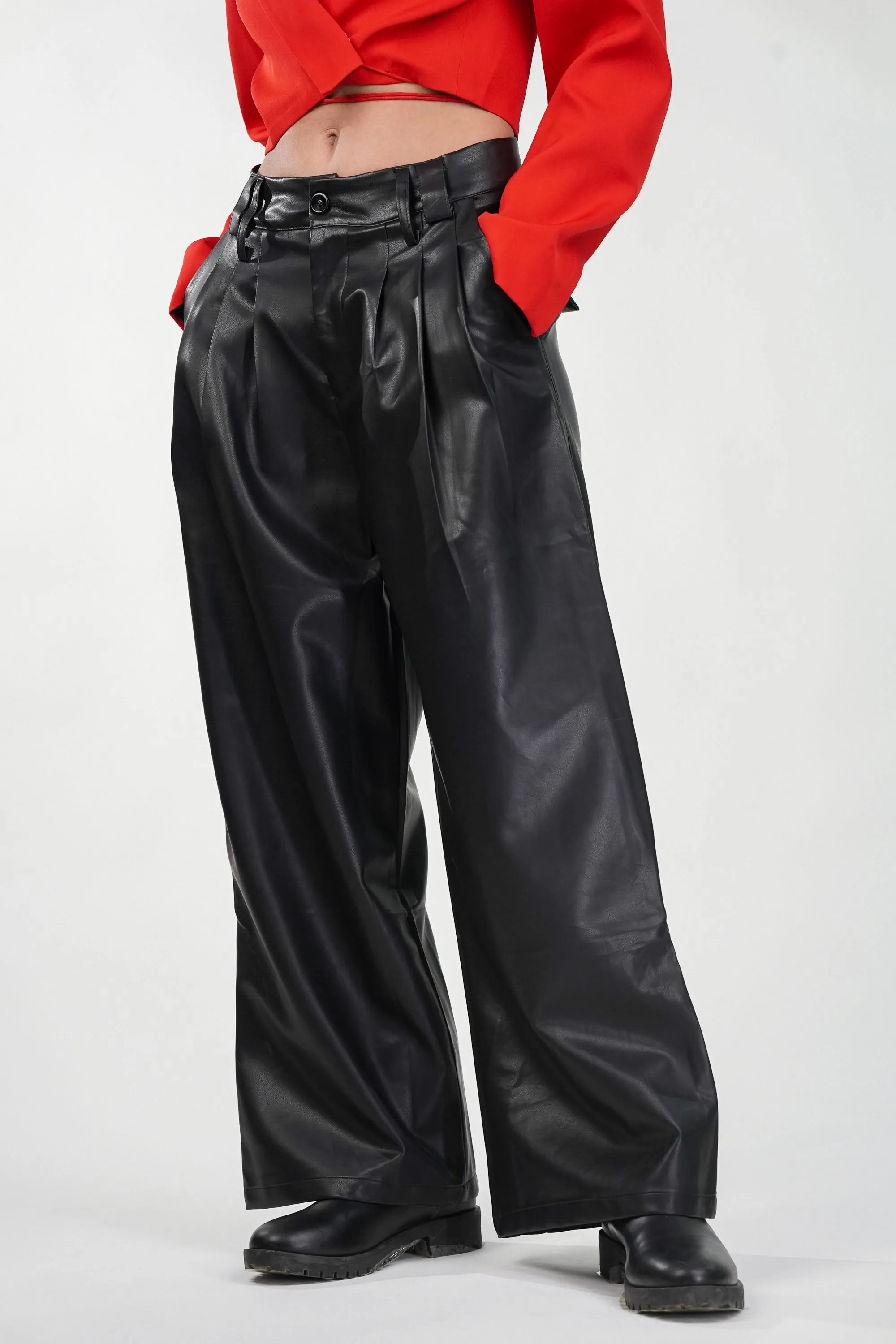 Obsidian Leather High-Waist Pants