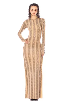 OPEN SEAM MAXI DRESS IN SNAKE