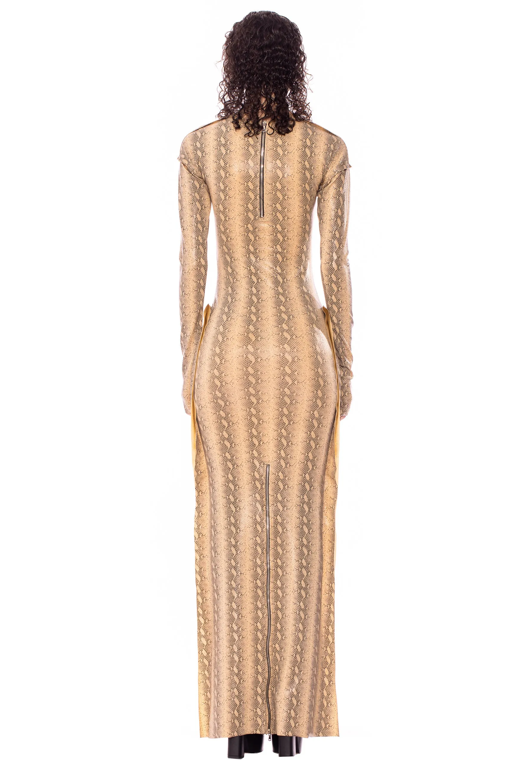 OPEN SEAM MAXI DRESS IN SNAKE