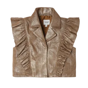 Piep Leather Gilet | Rose Brown Metallic