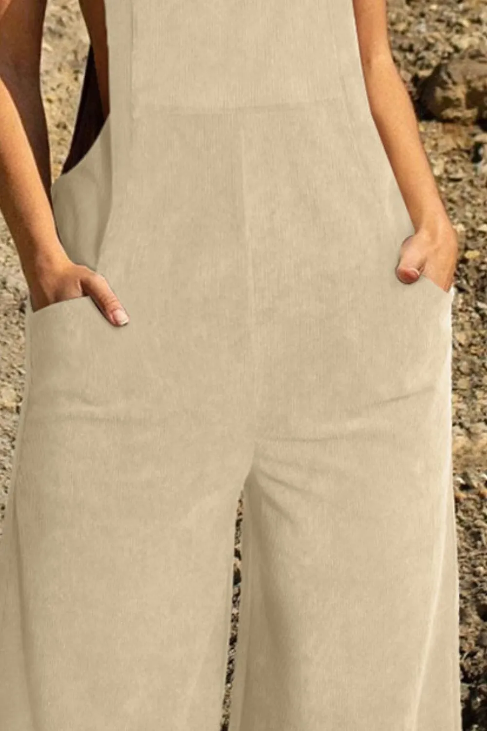 Pocketed Wide Leg Overall