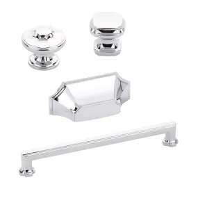 Polished Chrome "Regal" Cabinet Knobs and Drawer Pulls