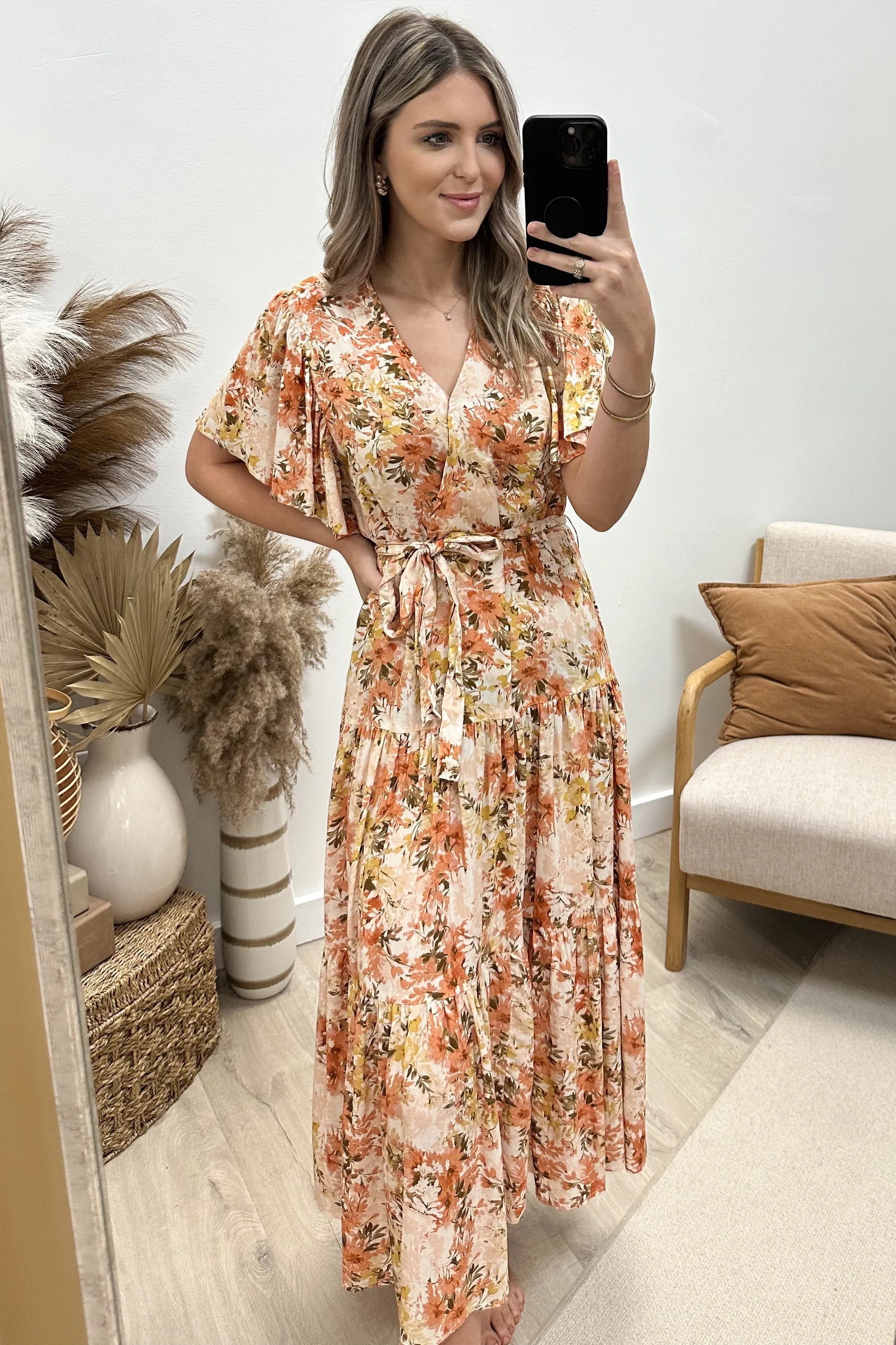 "Blooming With Grace" Maxi Dress (Ginger)