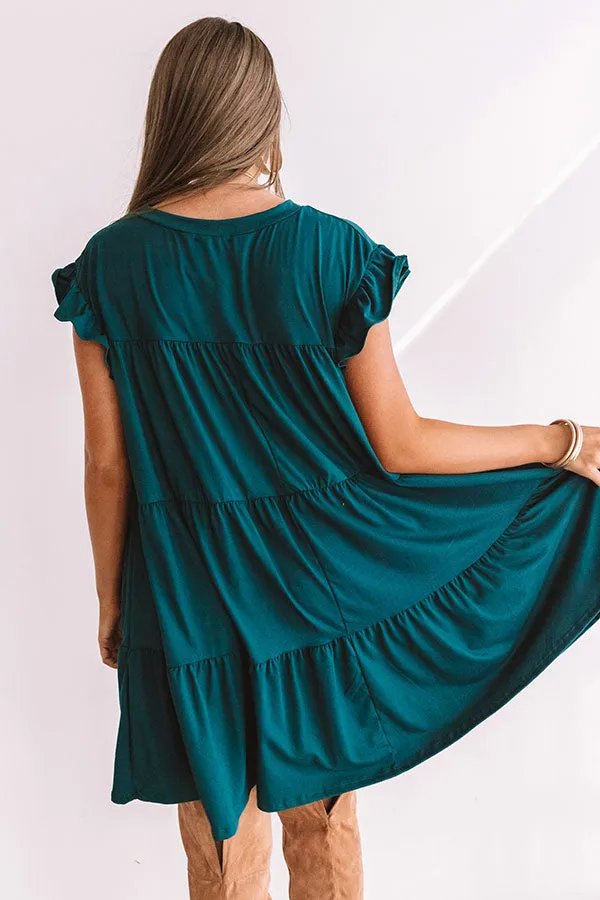 Ready To Party Babydoll Dress In Hunter Green