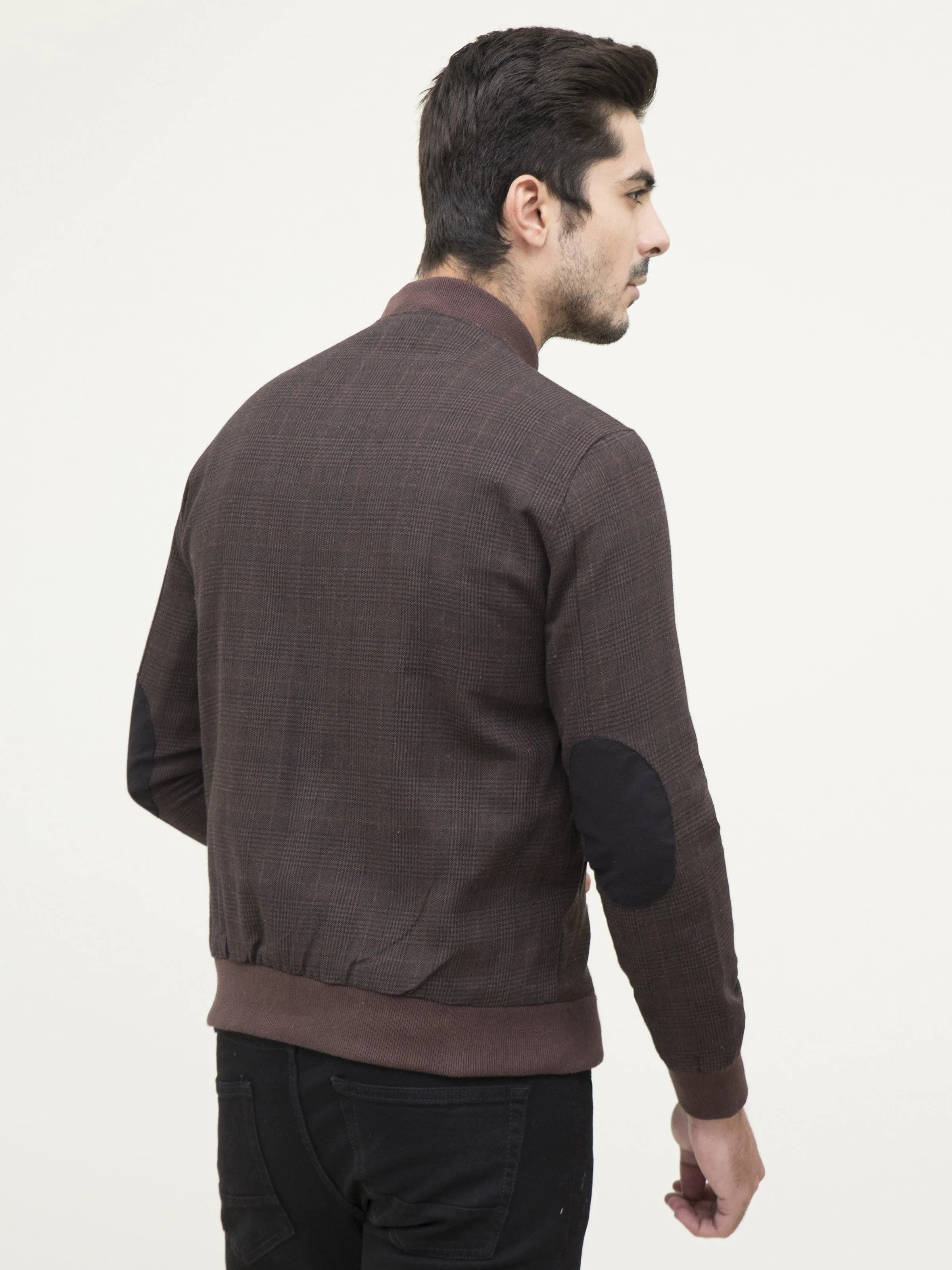 RIB BAN JACKET FULL SLEEVE BROWN BLACK