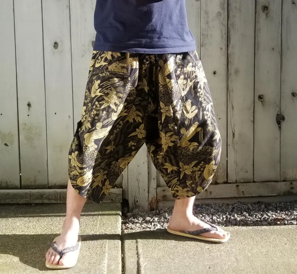 S-XL Golden Koi Elite Elastic Waist Drawstrings Samurai Pants