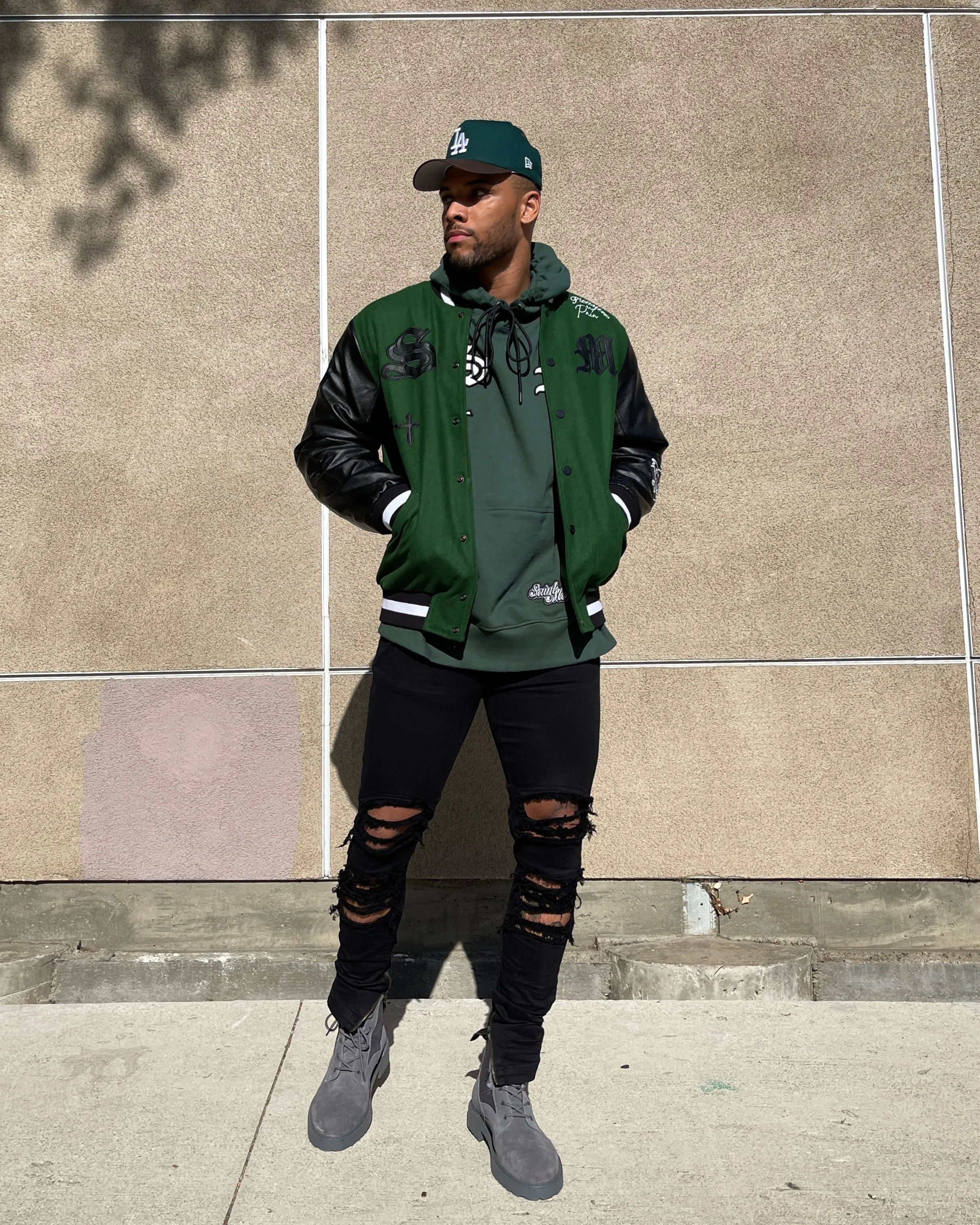 Saint Morta Graveyard Varsity Jacket Dark Green/Black