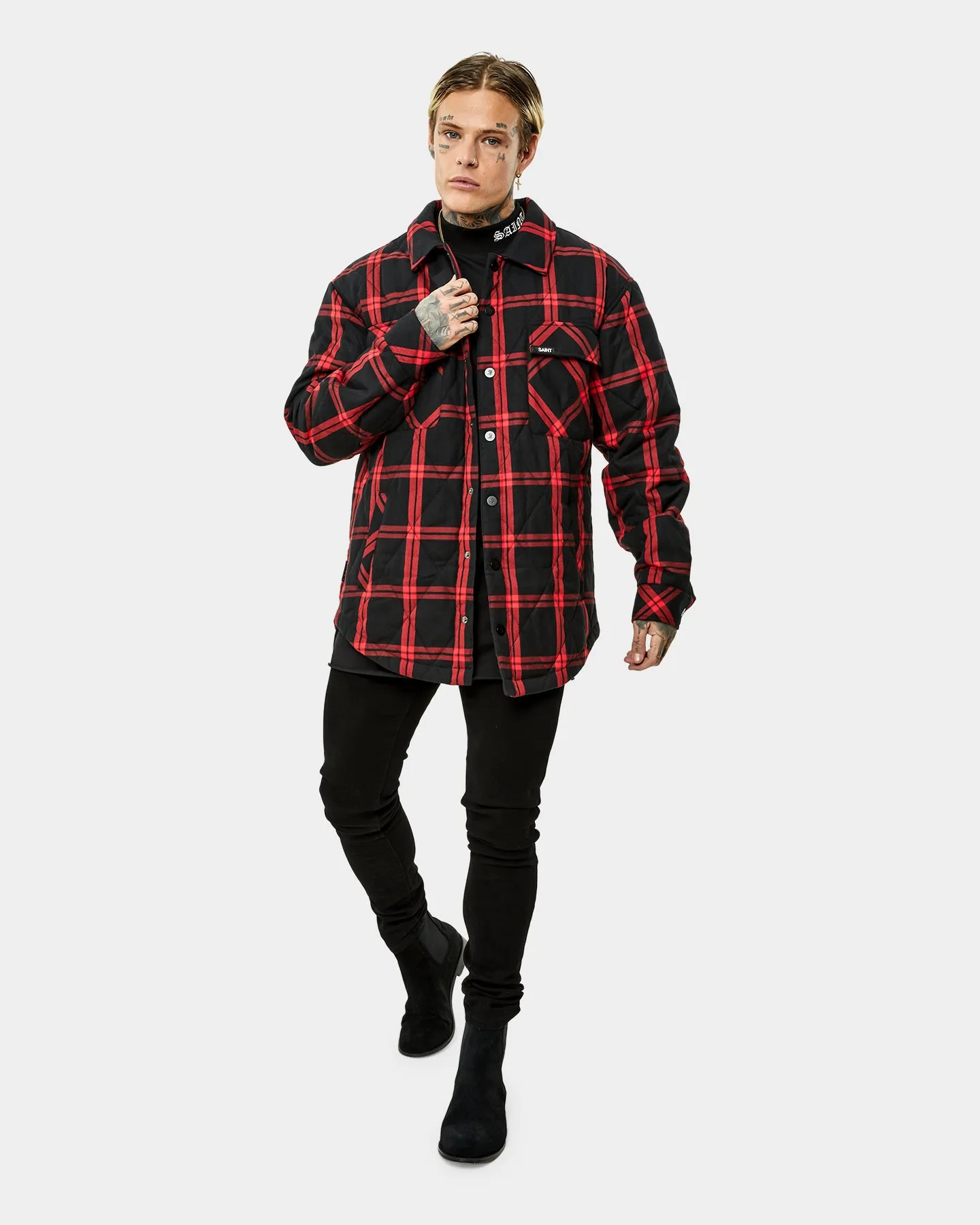 Saint Morta Quilted Flannel Jacket Red/Black