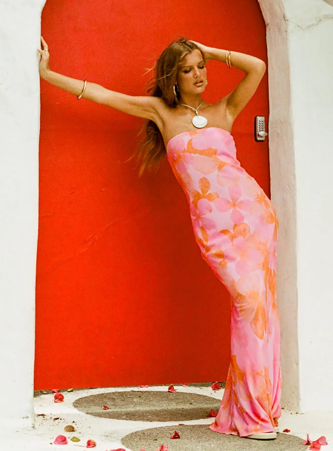 Salvin Strapless Maxi Dress Pink / Orange