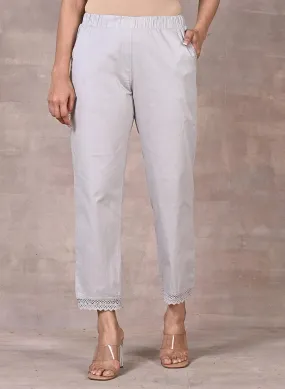 Shazia Grey Cotton Relaxed Fit Pants for Women