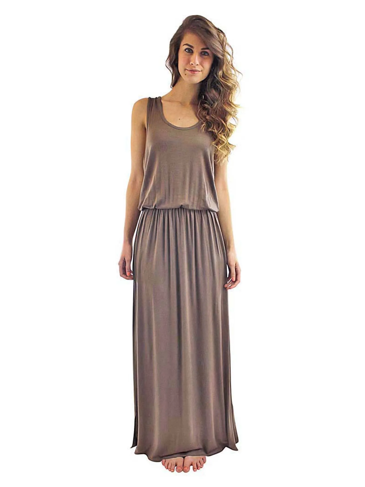 Sleeveless Racer Back High Waist Maxi Dress