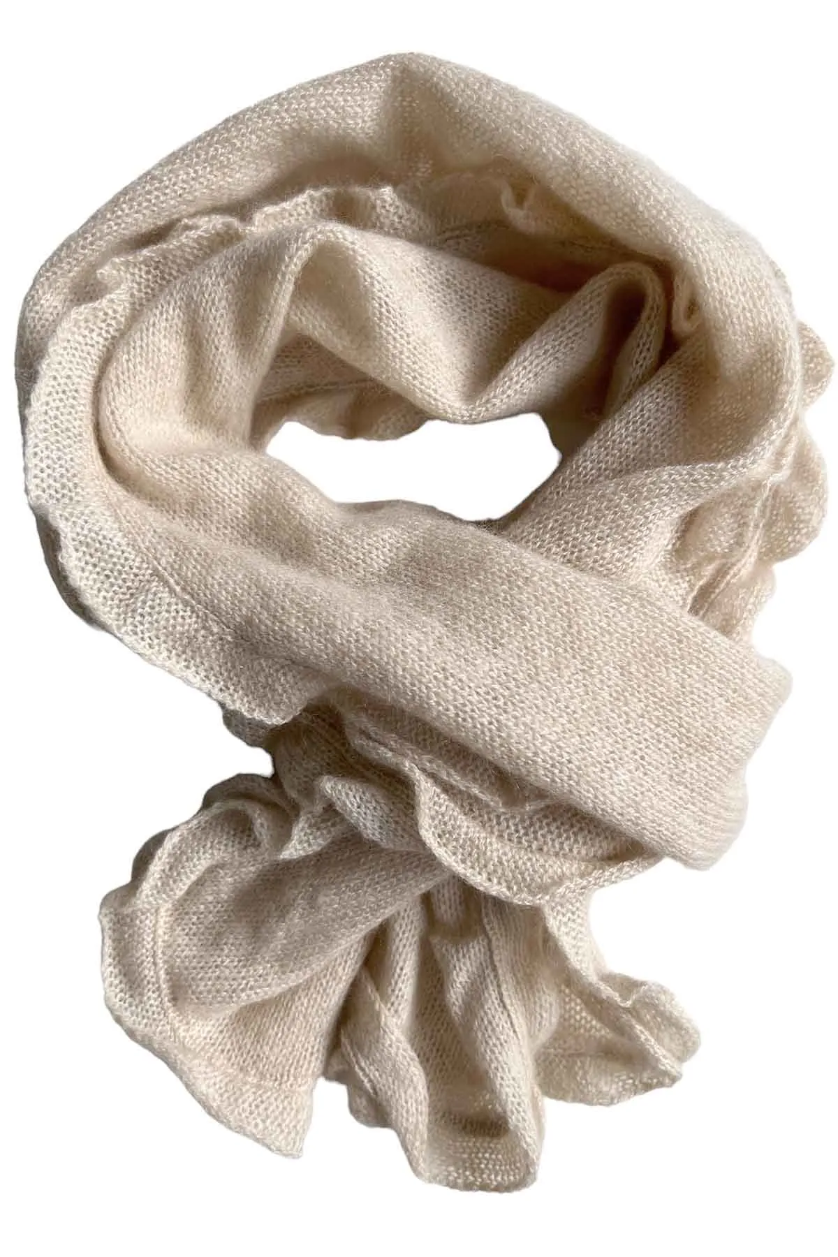 Small cashmere scarf in oat - Ruffled