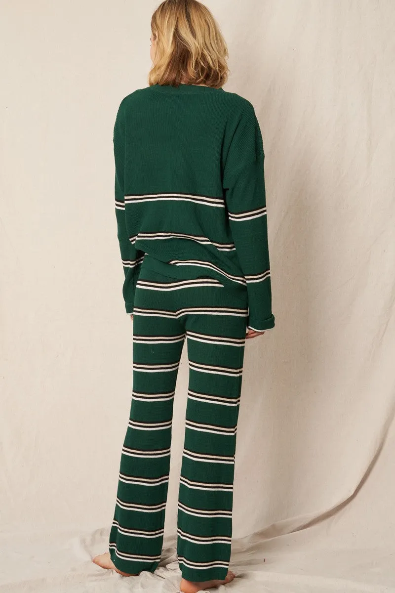 STRIPED KNIT DRAWSTRING PANT