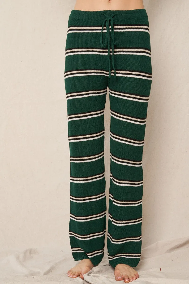 STRIPED KNIT DRAWSTRING PANT