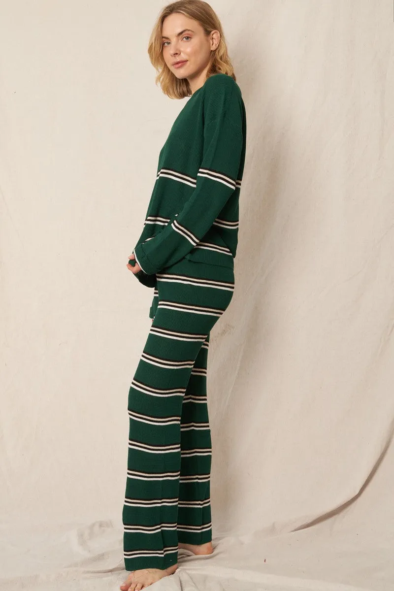 STRIPED KNIT DRAWSTRING PANT