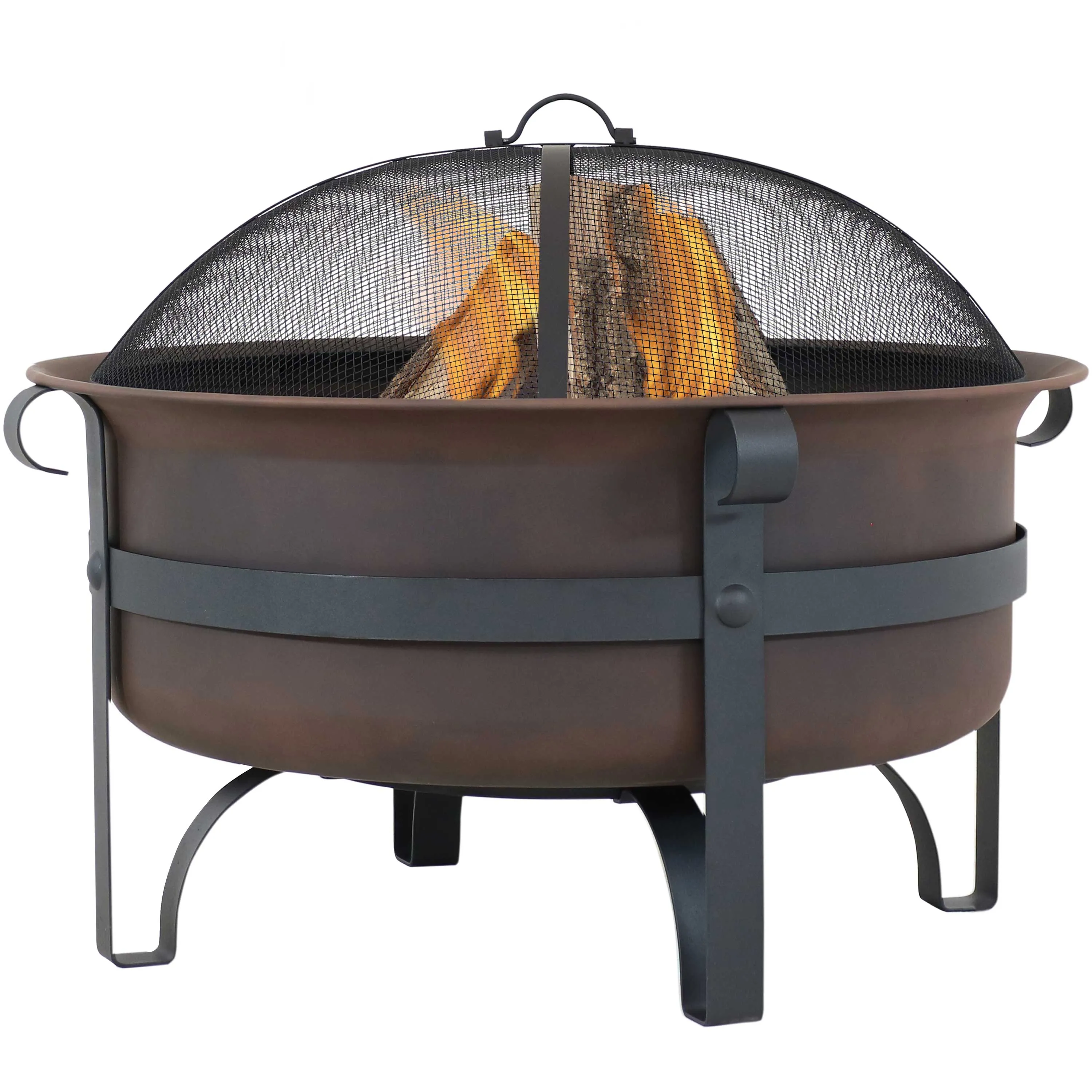 Sunnydaze 29" Cauldron Outdoor Wood-Burning Fire Pit with Spark Screen