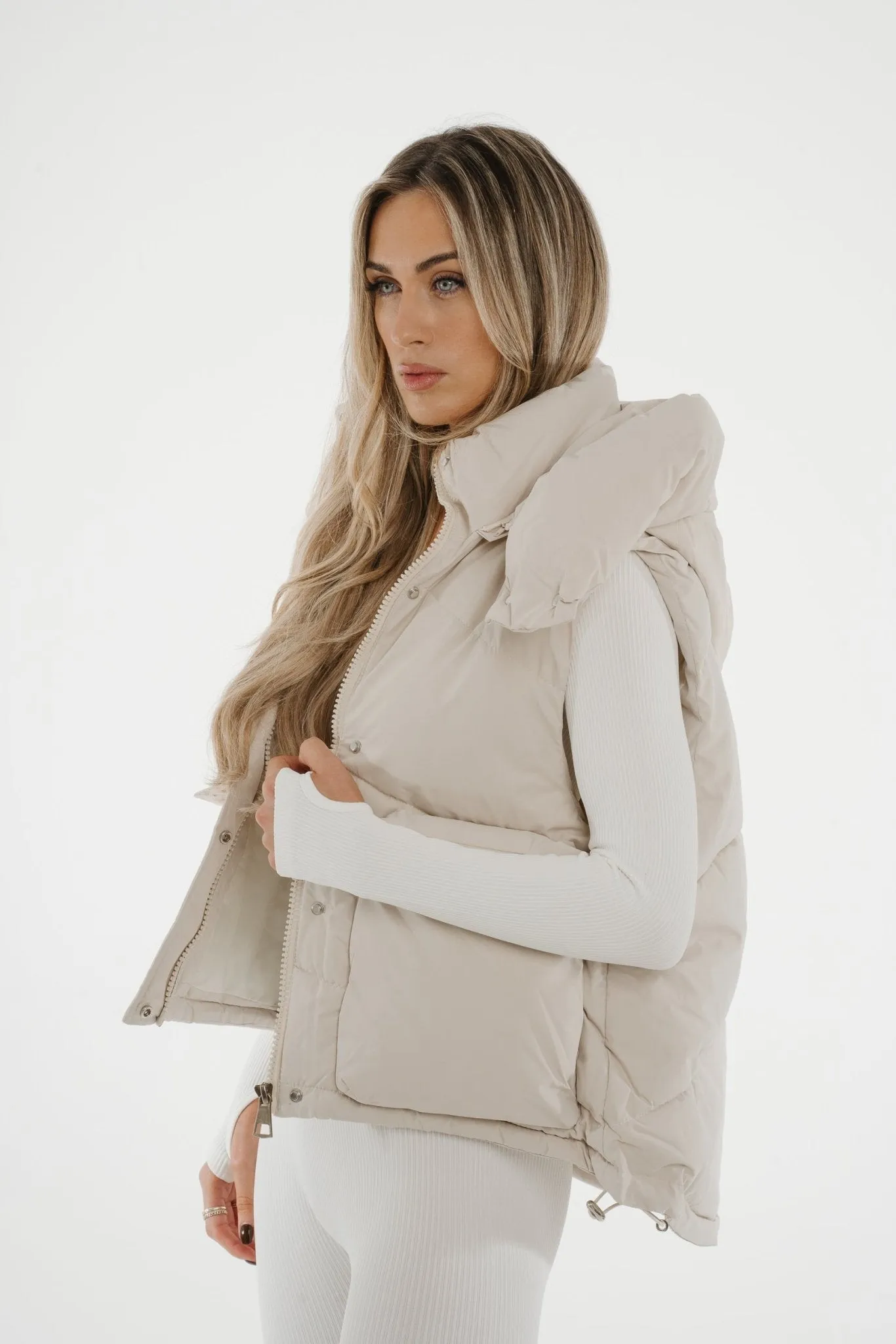 Suzie Luxury Padded Gilet In Cream