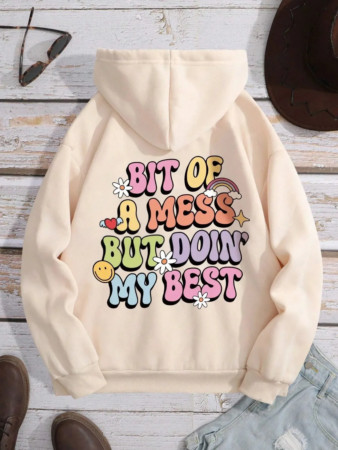 SXV  'BIT OF A MESS’ Printed Cool Aesthetic Sweatshirt Hoodie