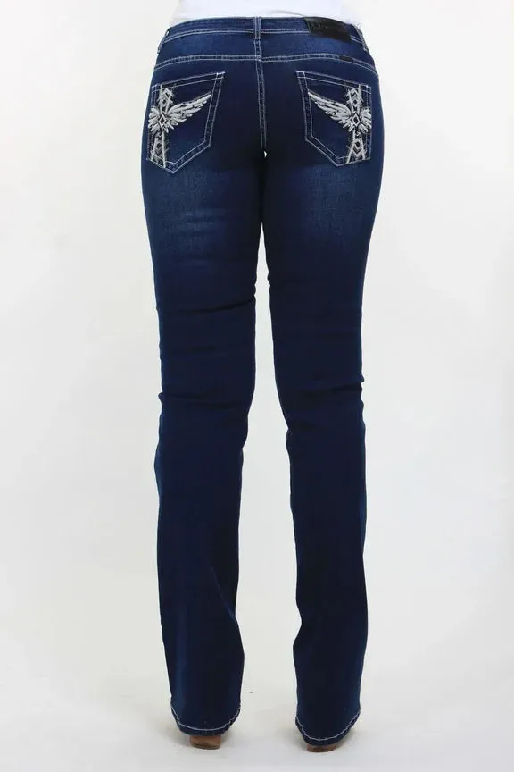 T P Western Style Bling Denim Riding Jeans