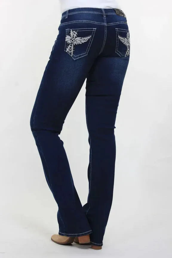 T P Western Style Bling Denim Riding Jeans