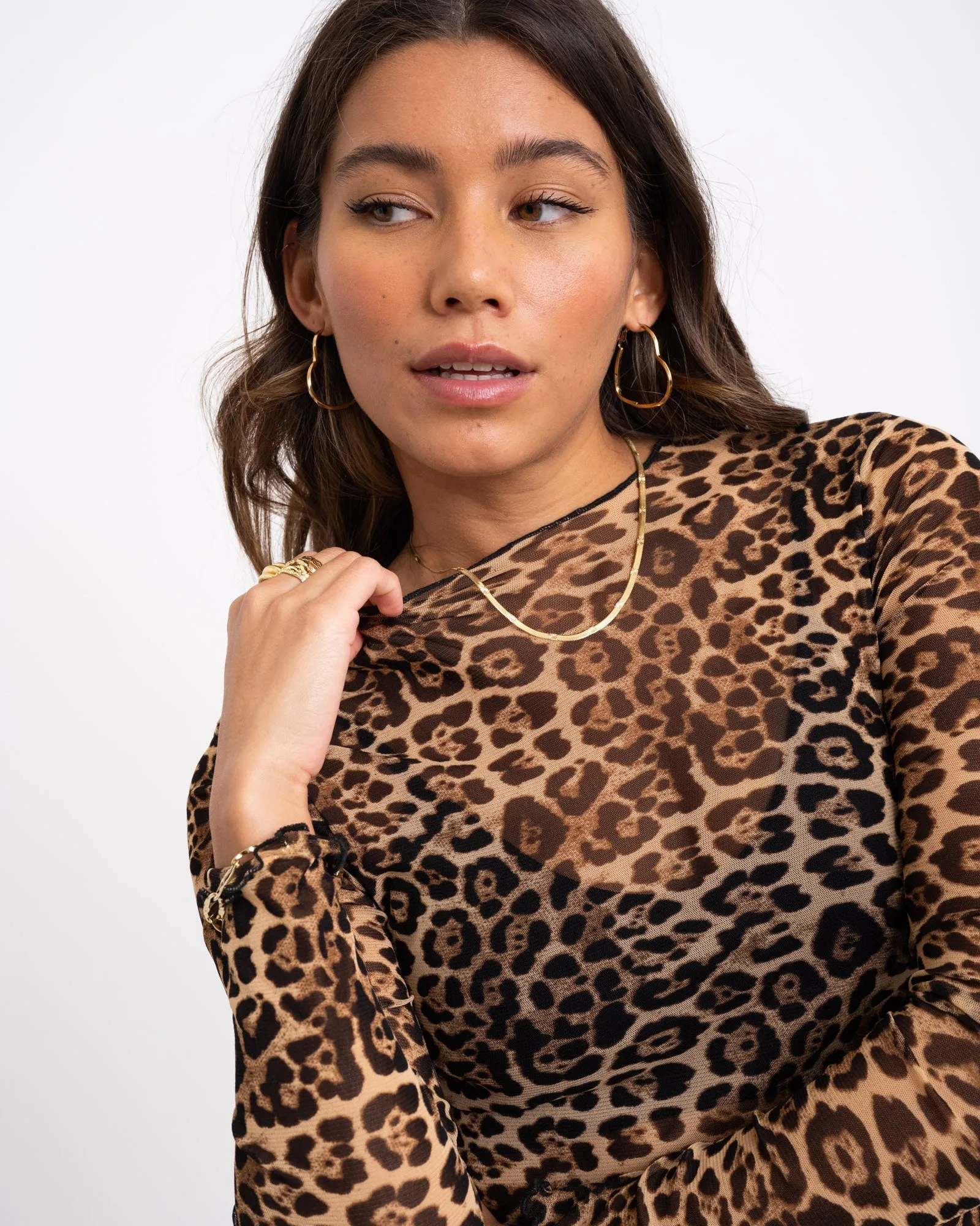 TILTIL Frannie Frill Mesh Leopard Brown