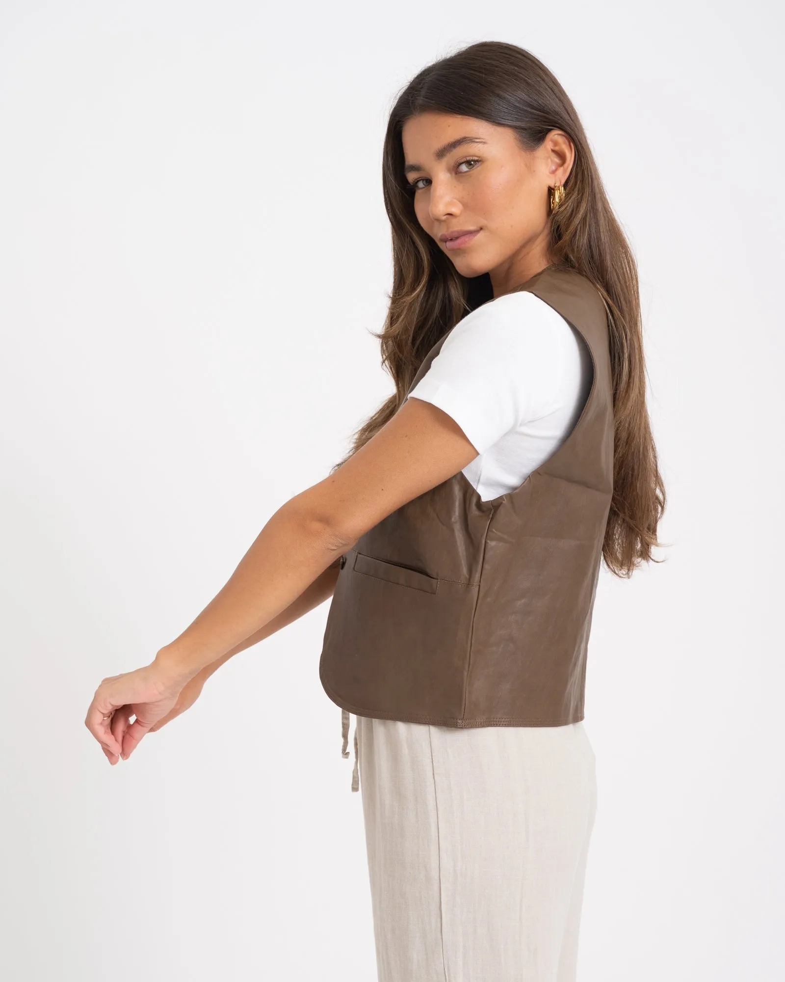 TILTIL Lucy Gilet PU Brown One Size