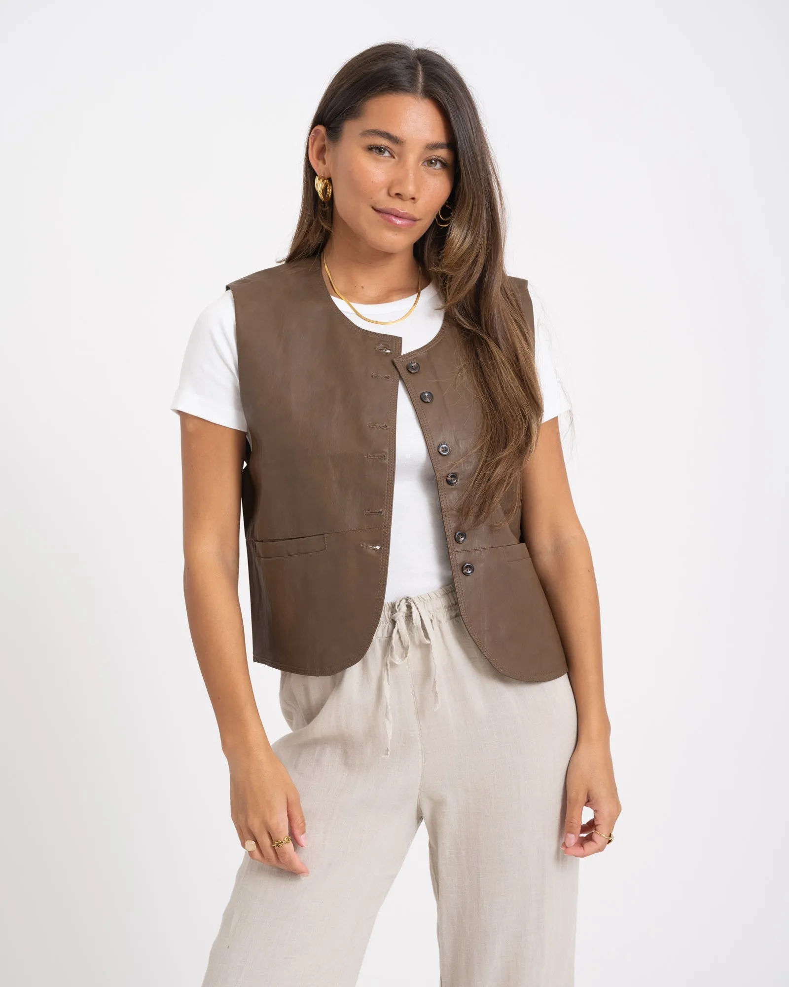 TILTIL Lucy Gilet PU Brown One Size