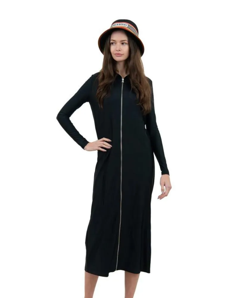 Undercover Waterwear Black Full Zip Maxi Swim Dress