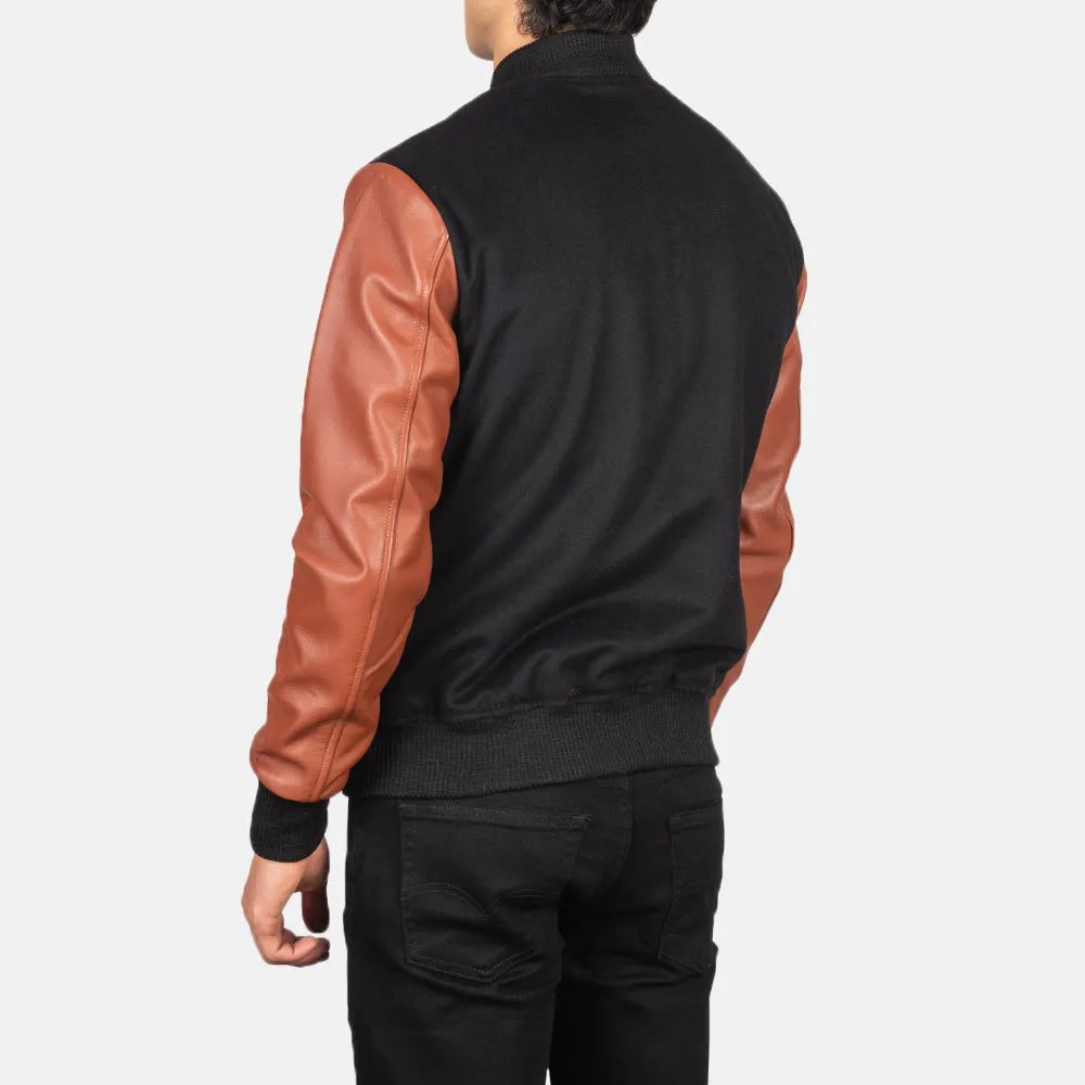 Vaxton Brown Hybrid Varsity Jacket