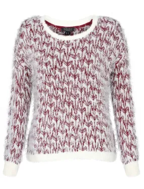 Womens Amara Reya Sage Feather Finish Jumper in Damson