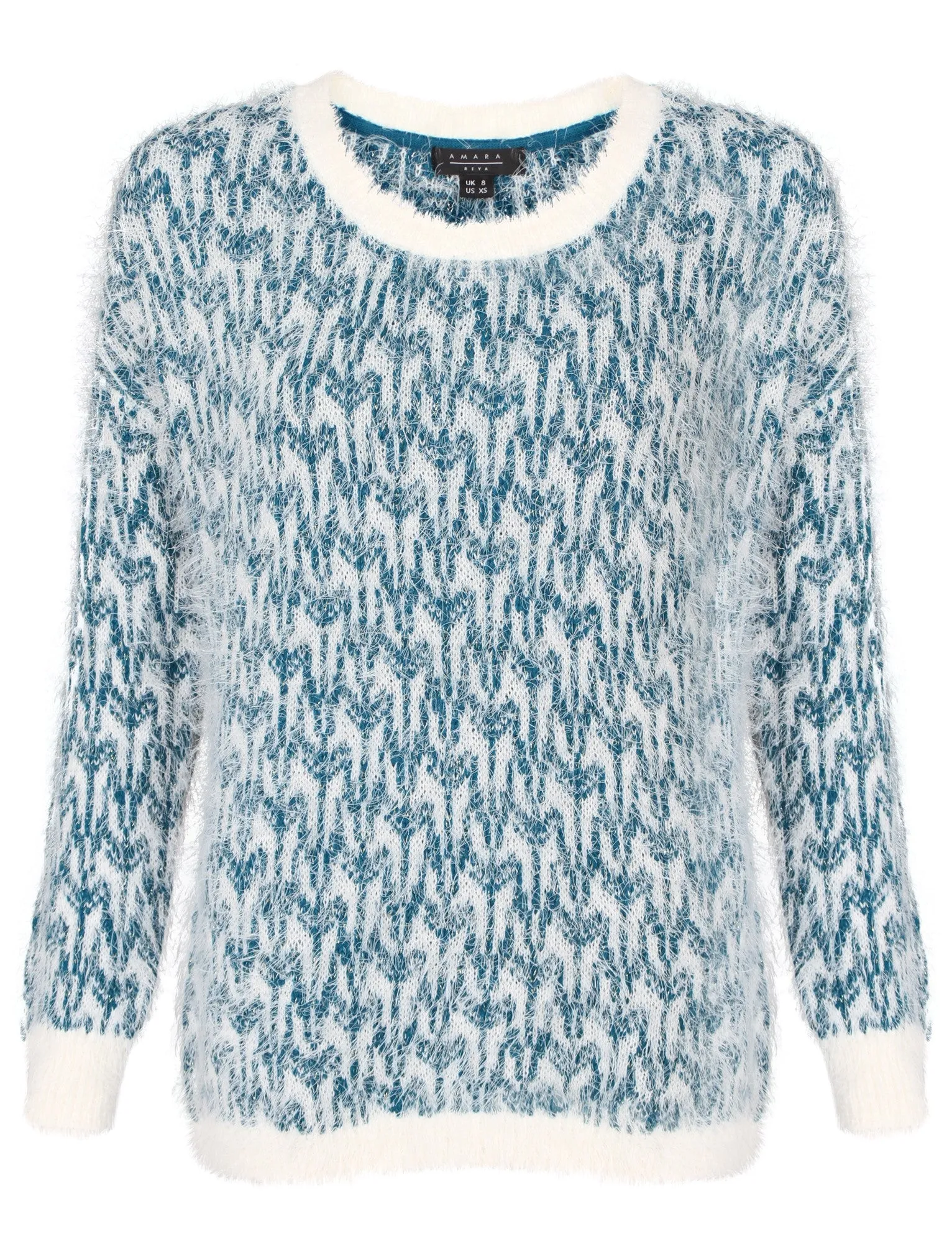 Womens Amara Reya Sage Feather Finish Jumper in Ocean