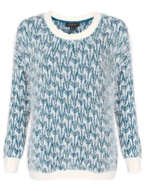 Womens Amara Reya Sage Feather Finish Jumper in Ocean