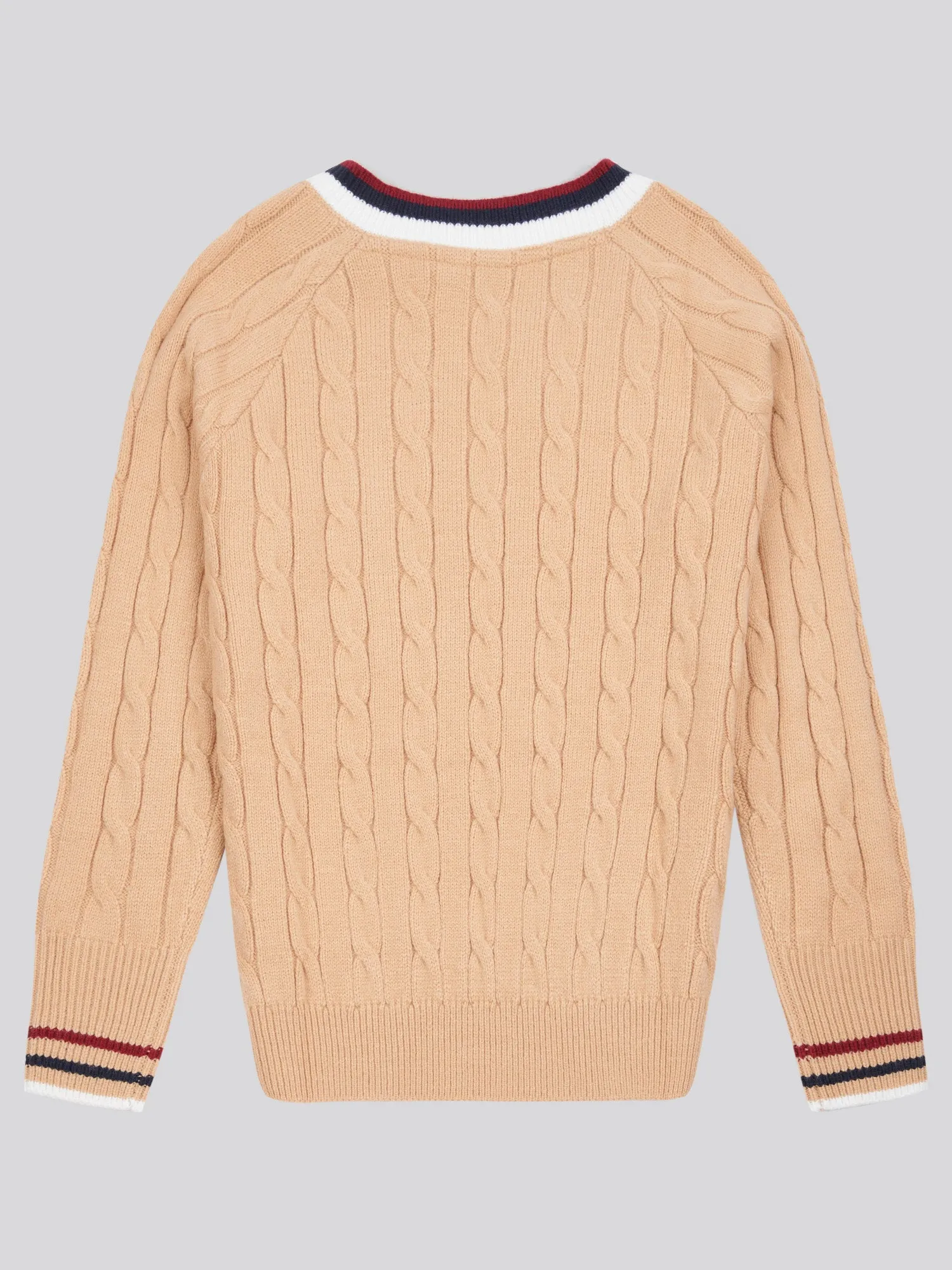 Womens Cable Knit Cricket Jumper in Cuban Sand