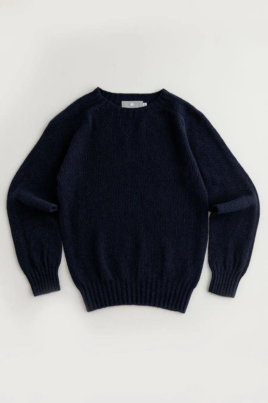 Womens Geelong Superfine Lambswool Moss Stitch Jumper - Navy